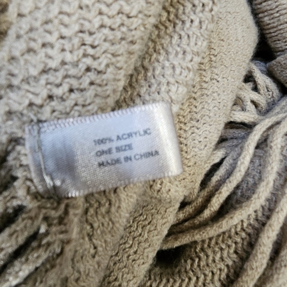 Fringe Knit Brown 100% Acrylic Open Front Trench Cardigan Size OS - Picture 7 of 7